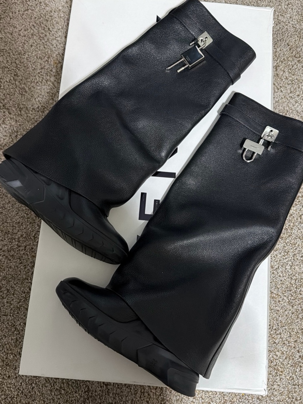Givenchy Black Leather High-Top Sneaker Boots with Silver Hardware